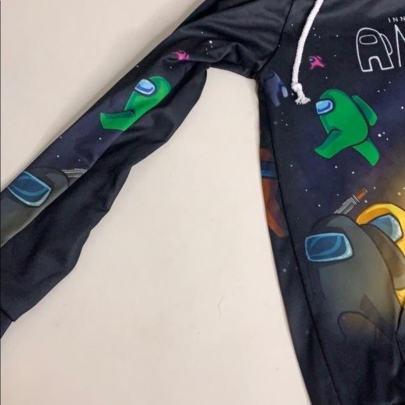 NWT Among Us outer space hooded sweatshirt & mask multi color small - Picture 7 of 8